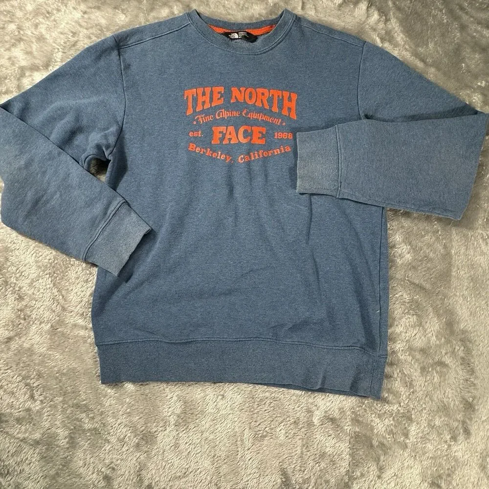 The North Face Sweatshirt Mens Medium Blue Orange Berkley CA Spellout‎ Outdoors